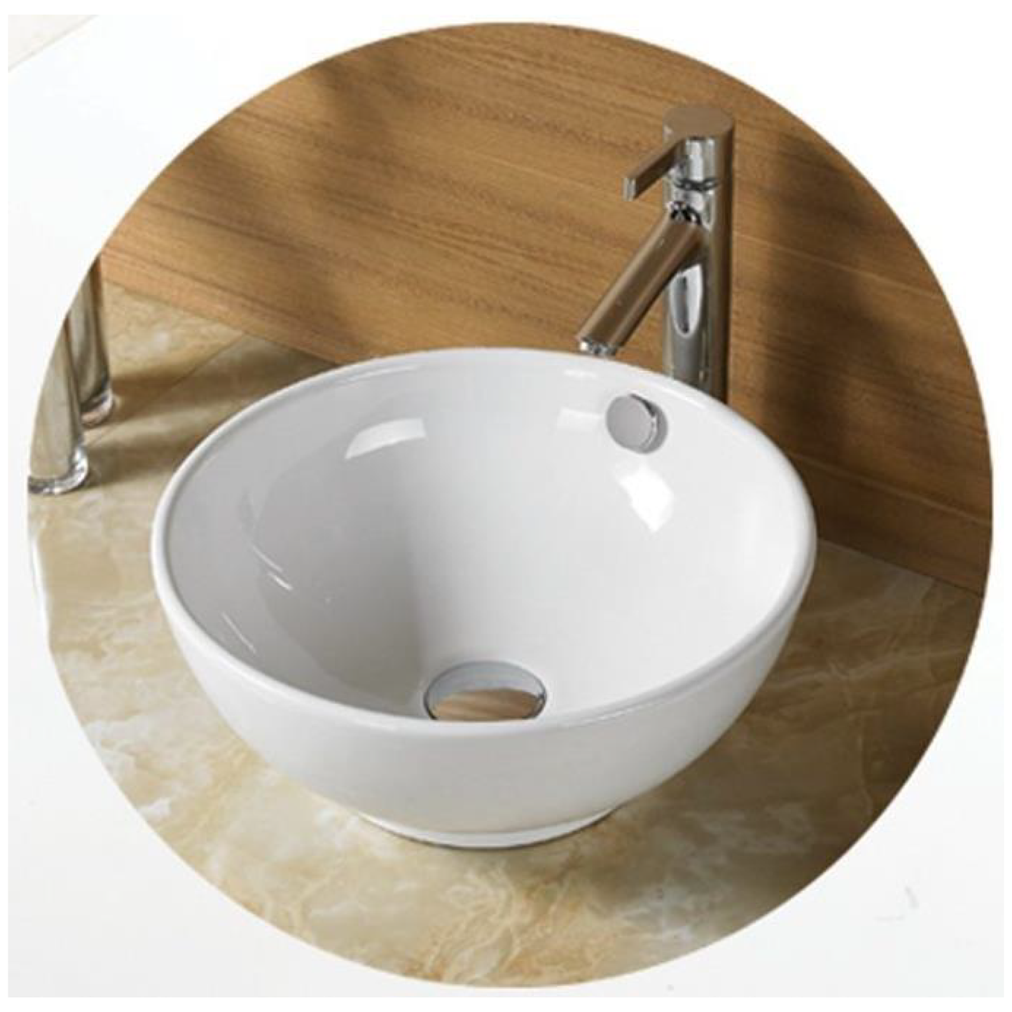 Lavamanos de Sobreponer en Ceramica con Rebose 38cm