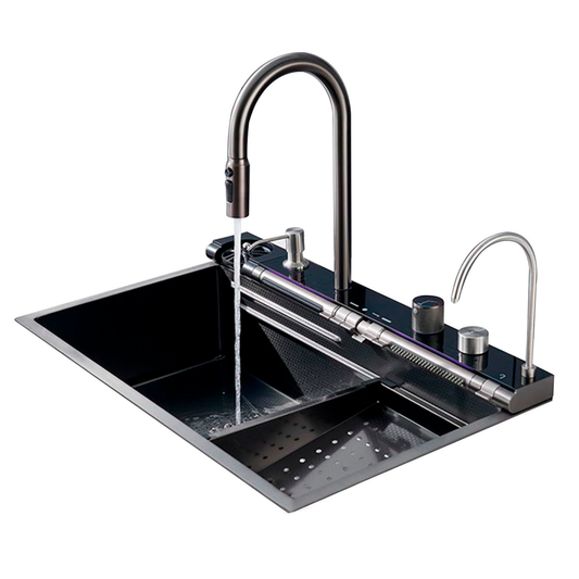 Lavaplatos en Acero Multifuncional 75*46*22cm Negro+Acces.