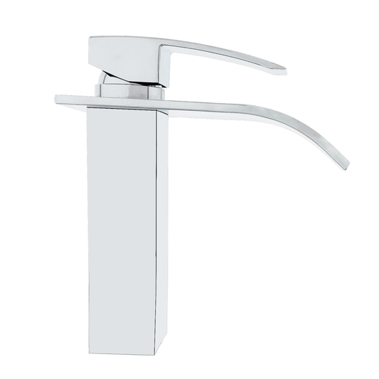 Griferia Monocontrol Lavamanos Baja Plateada Cromada Cascada