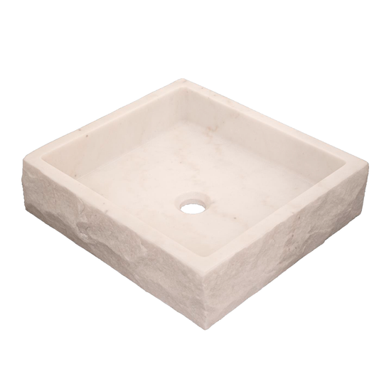 Lavamanos Sobreponer en Piedra Natural Rectangular Blanco