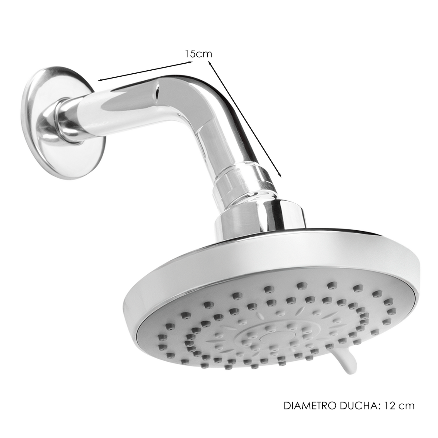 Regadera Ducha Redonda 12cm Plateada Cromada 5 Funciones