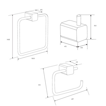 Juego de Accesorios para Baño x3 Piezas en Acero Plateado Life-B