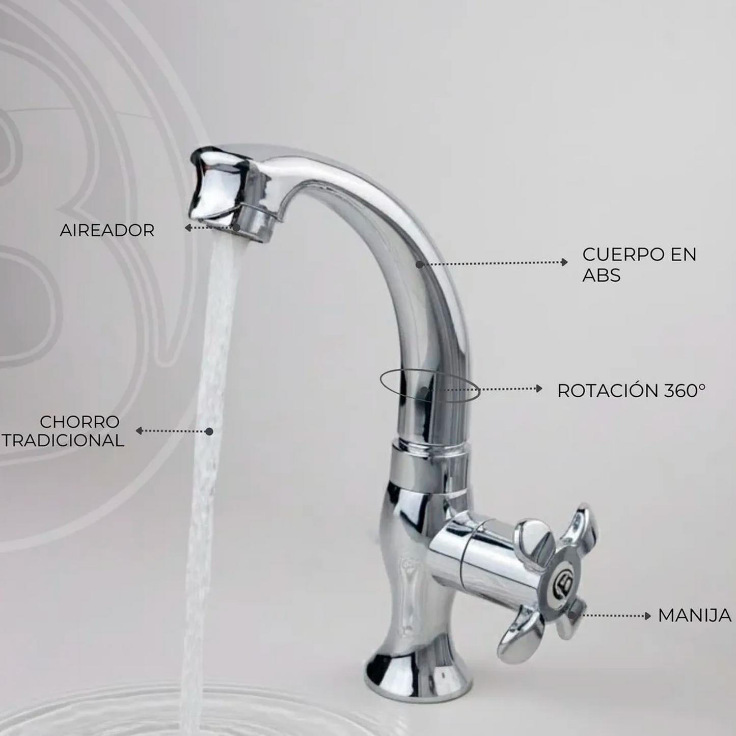 Griferia Agua Fria Lavamanos en ABS Plateada Cromada