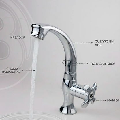 Griferia Agua Fria Lavamanos en ABS Plateada Cromada