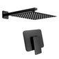 Kit Ducha Cuadrada 25cm+Mezclador Negro +Tubo Cuadrado 03