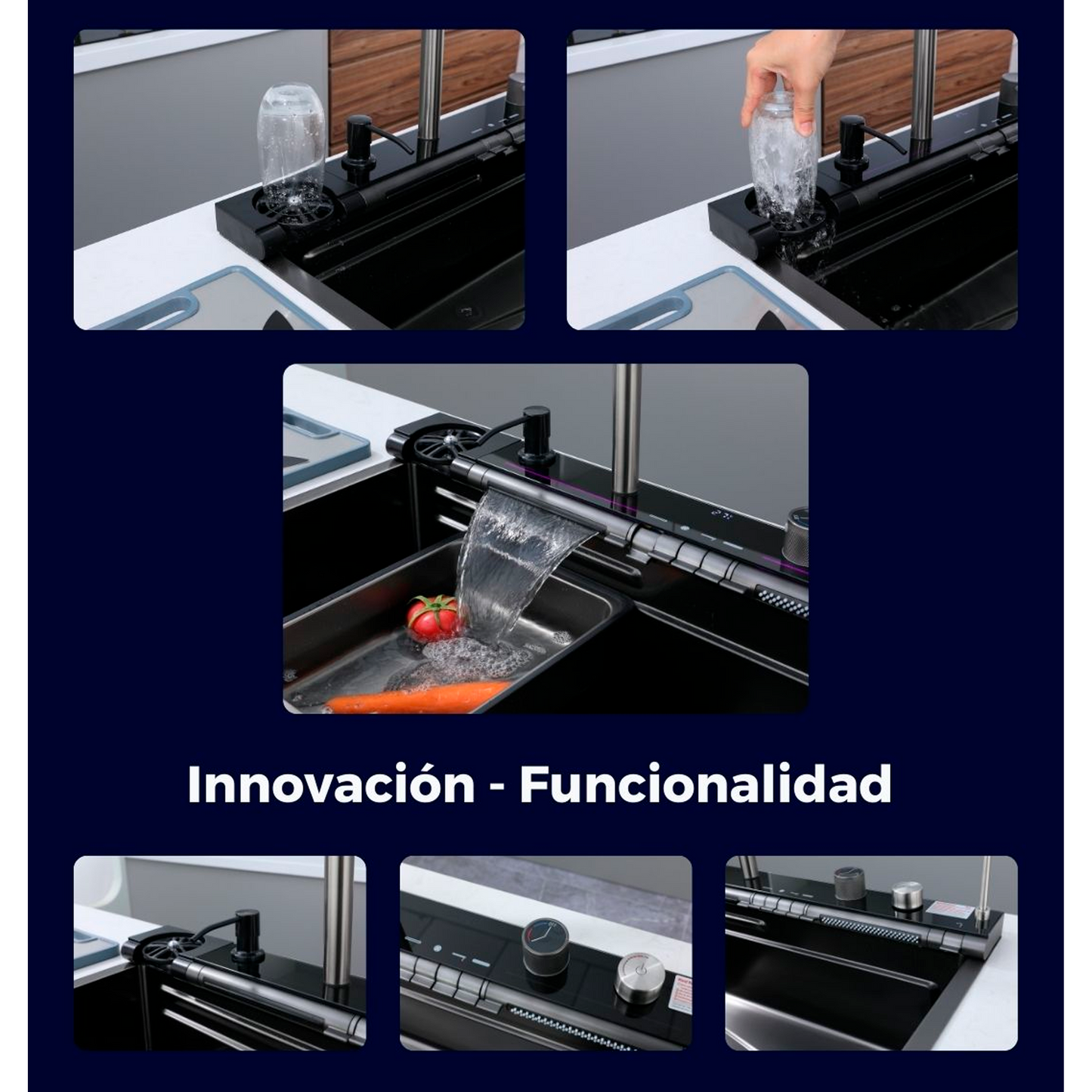 Lavaplatos en Acero Multifuncional 75*46*22cm Plateado+Acces.
