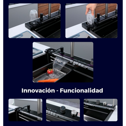 Lavaplatos en Acero Multifuncional 75*46*22cm Plateado+Acces.