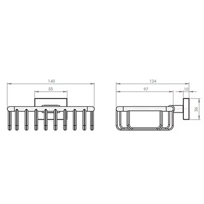 Jabonera para Baño Cuadrada Grafito Austral Rubo