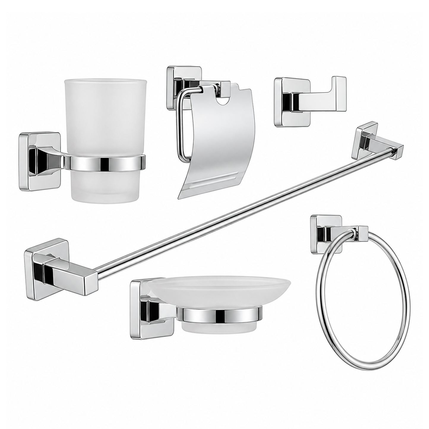 Juego de Accesorios de Baño X6 Piezas Cromada