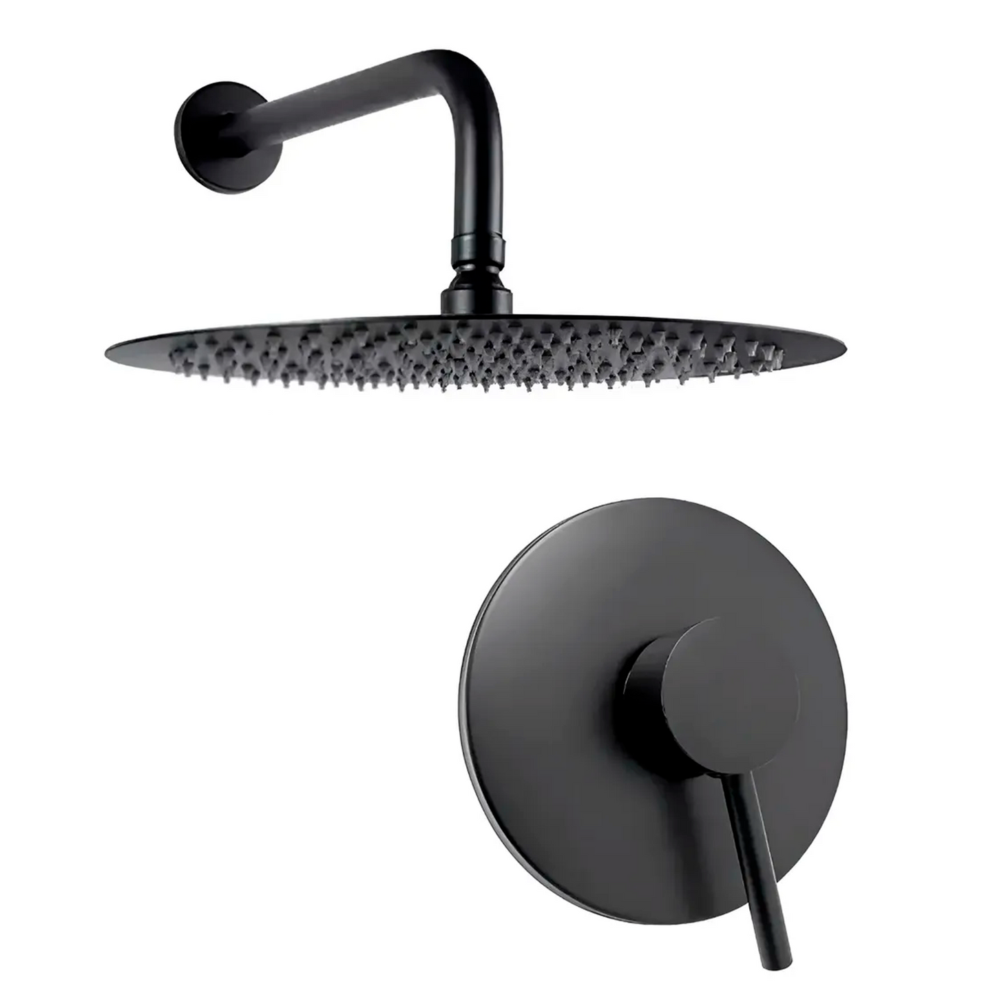 Kit Ducha Redonda 15cm+Mezclador Negro Mate+Tubo 01