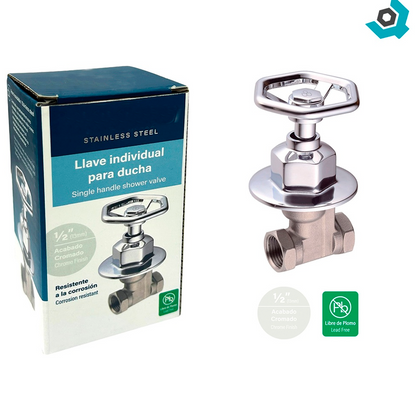 Registro para Ducha de 1/2"Acabado Plateado Brillante