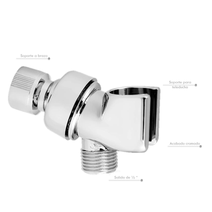 Portateleducha Cromada con Soporte Inclinado