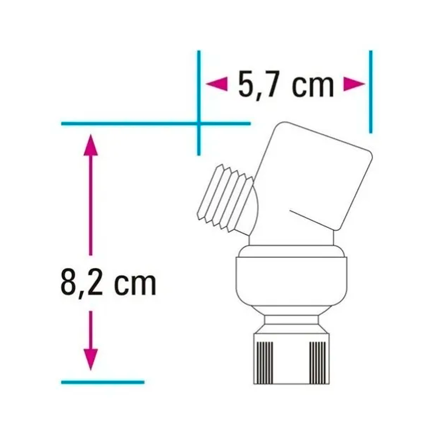 Portateleducha Cromada con Soporte Inclinado