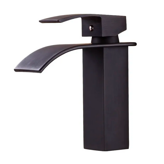 Griferia Lavamanos Baja Negro Mate Cascada