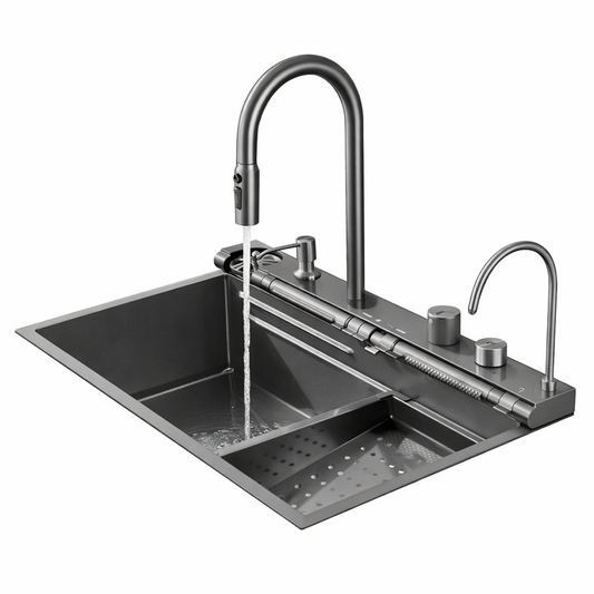 Lavaplatos en Acero Multifuncional 75*46*22cm Plateado+Acces.