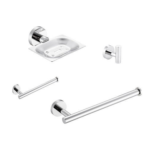 Juego de Accesorios para Baño x4 Piezas en Acero Plateado Life-B