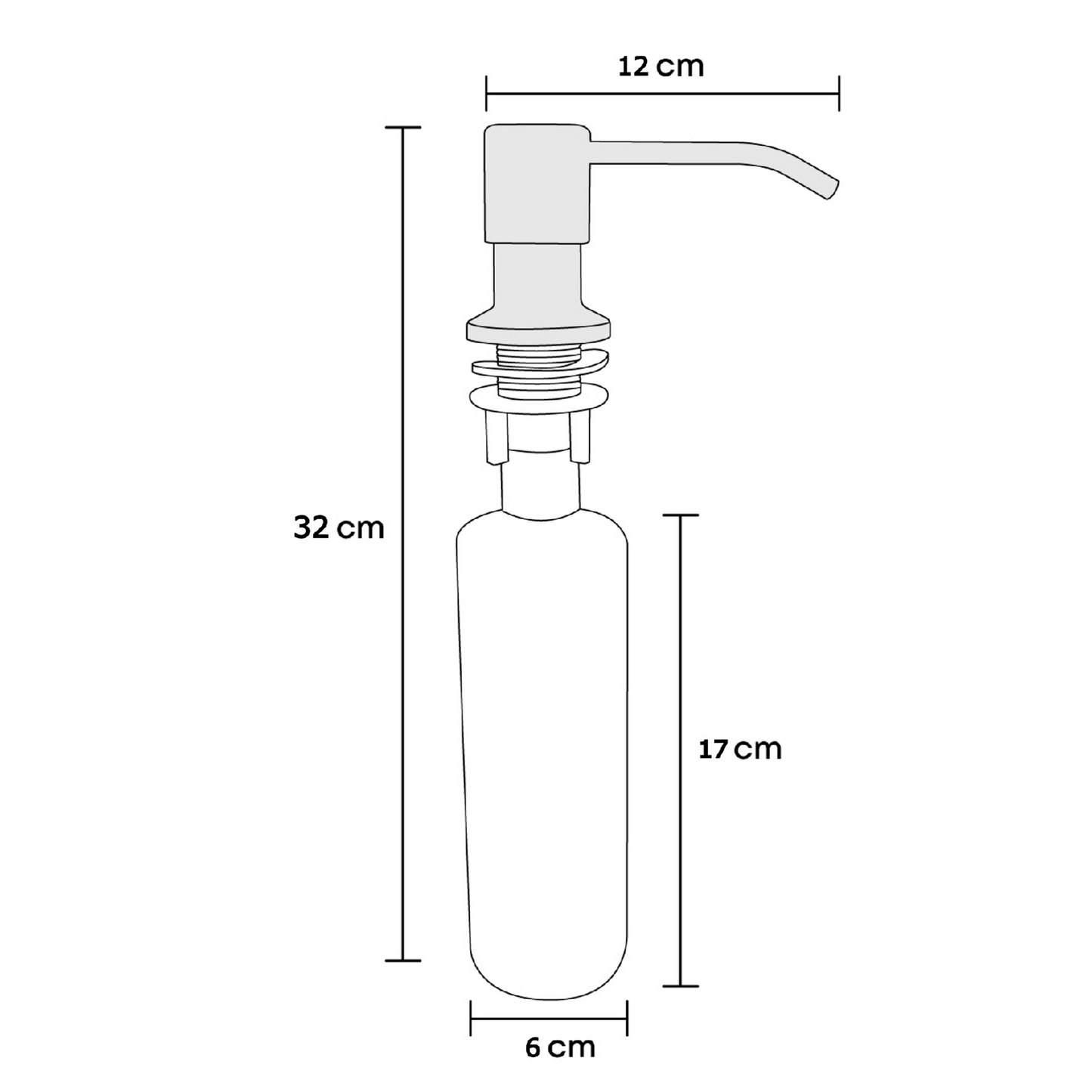 Dispensador de Jabon Tapa en Acero Inoxidable Negro 500ml