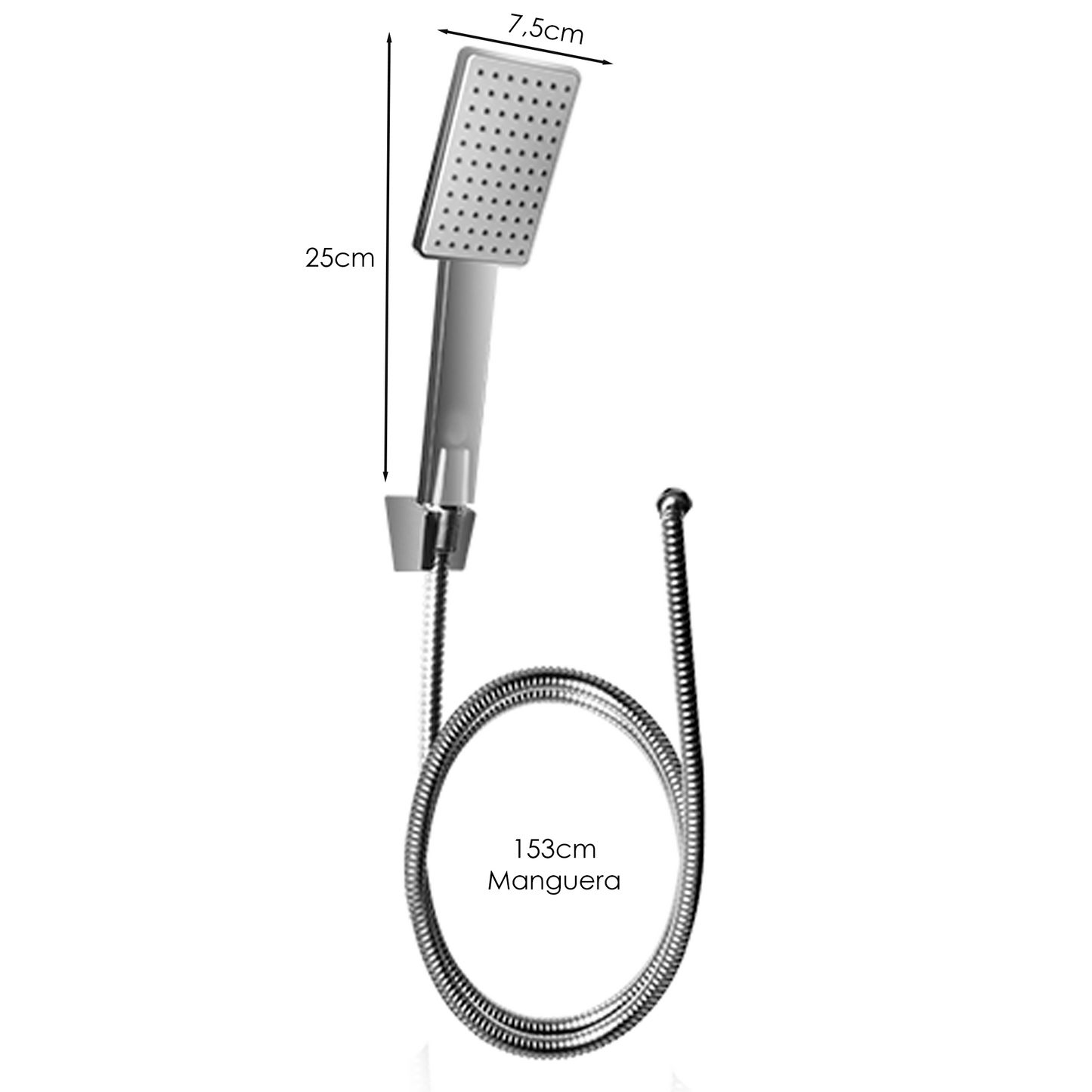 Teleducha en ABS Plateada Cromada + Soporte+Manguera 1,5m