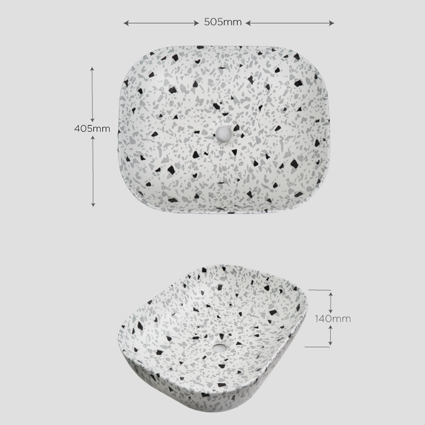 Lavamanos de Sobreponer Rectangular Terrazo Ince Blanco-negro