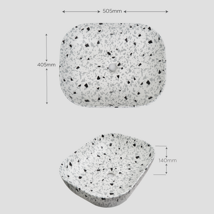 Lavamanos de Sobreponer Rectangular Terrazo Ince Blanco-negro