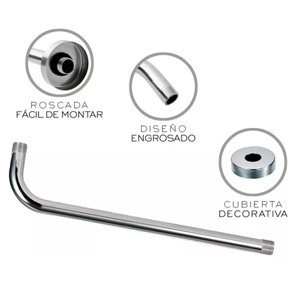 Kit Ducha Cuadrada 15cm+Mezclador Cromado +Tubo Redondo 01