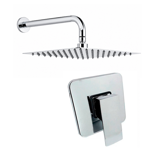 Kit Ducha Cuadrada 15cm+Mezclador Cromado +Tubo Redondo 01