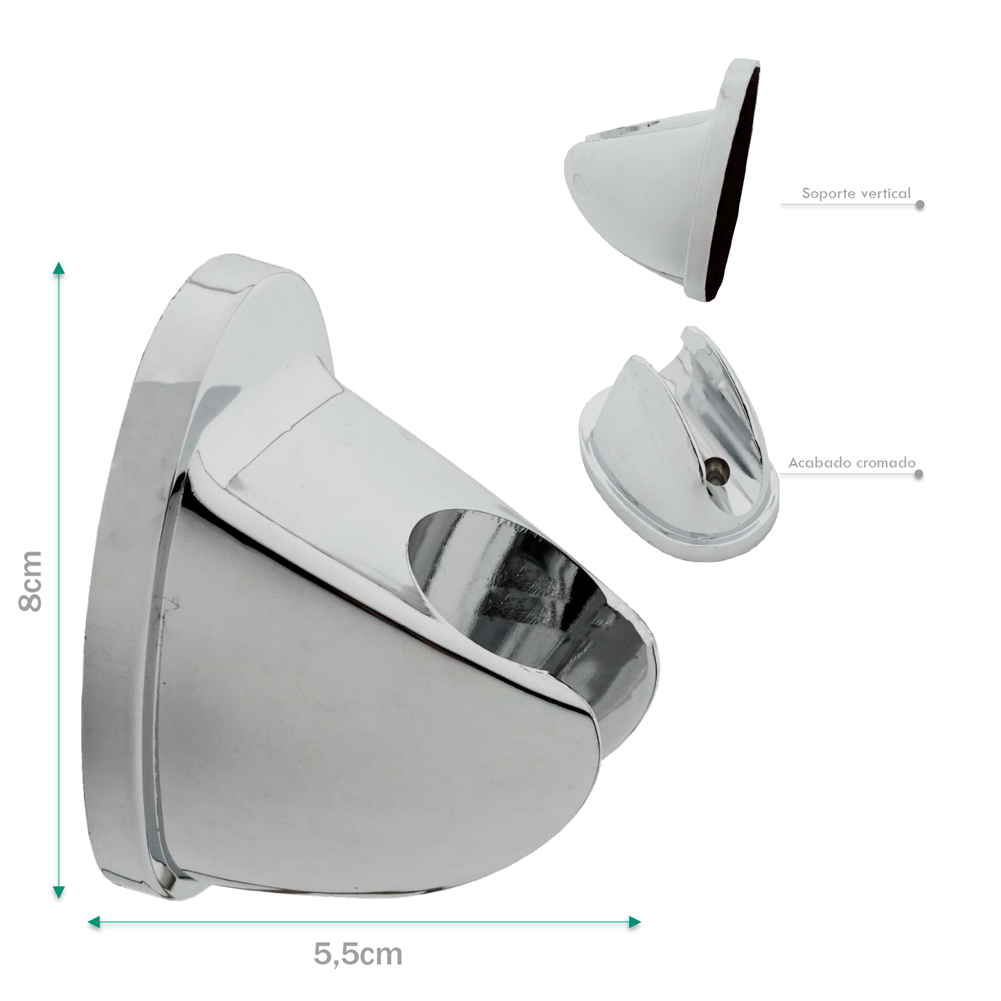 Portateleducha Sencillo Fijo Plateado Cromado