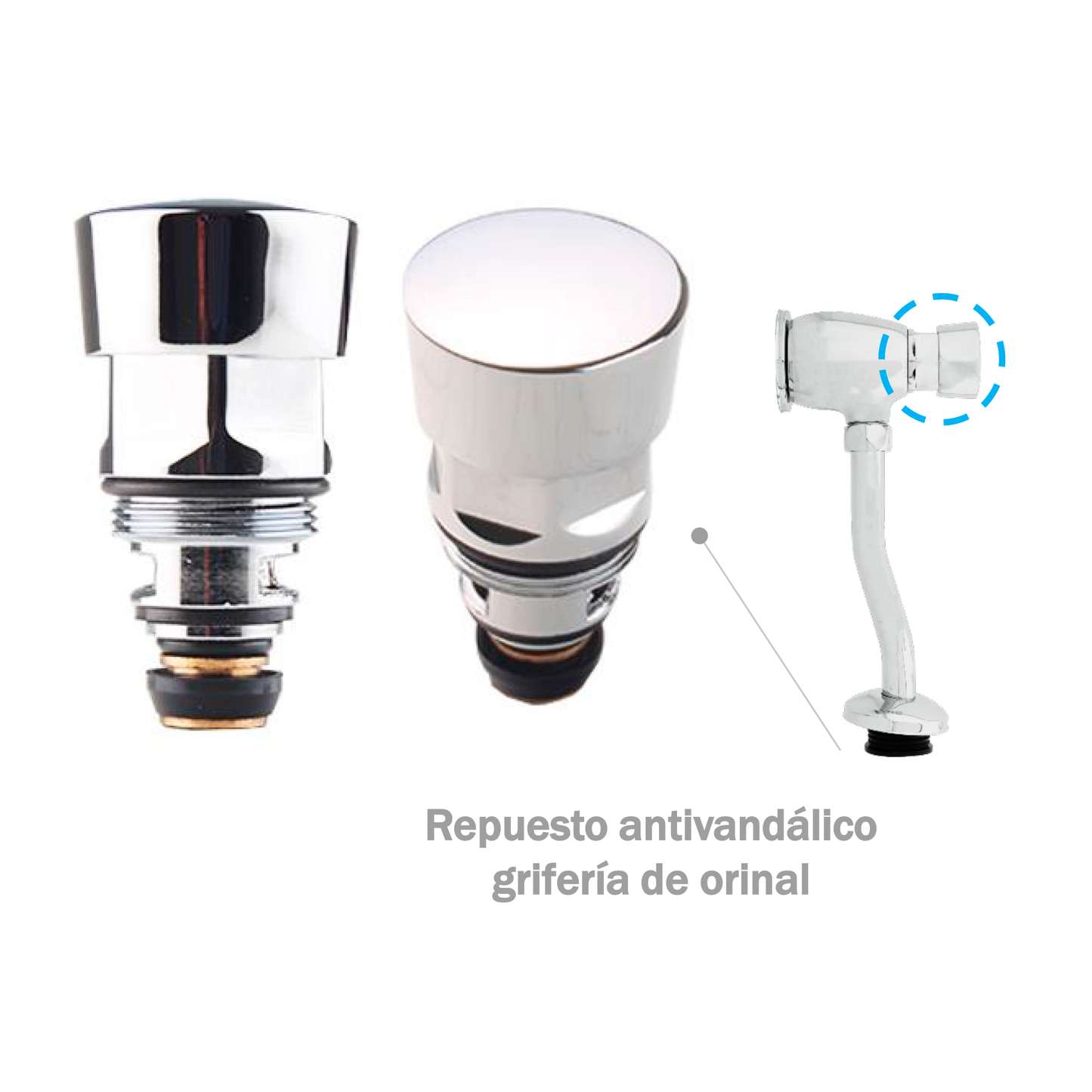 Repuesta para Griferia de Push Orinal Pesada Cromada