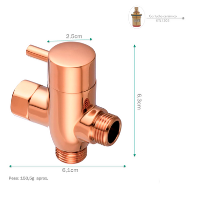 Desviador de Ducha en Bronce Rose Gold