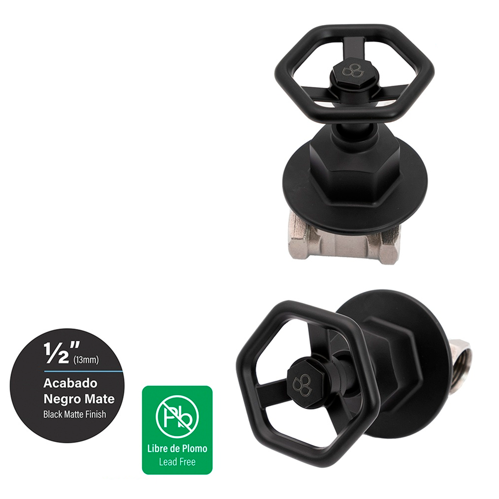 Registro para Ducha de 1/2"Acabado Negro Mate