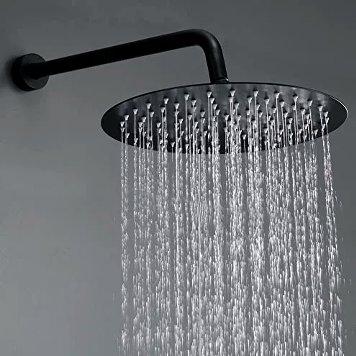 Tubo de Ducha Pared Redondo 40cm Negro Mate