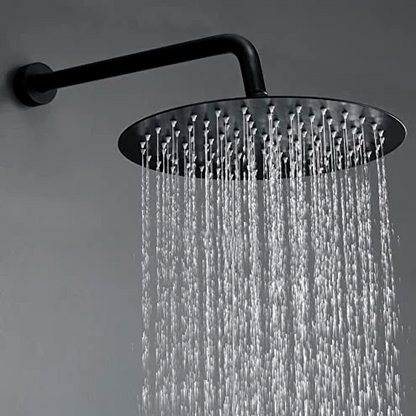 Tubo de Ducha Pared Redondo 40cm Negro Mate