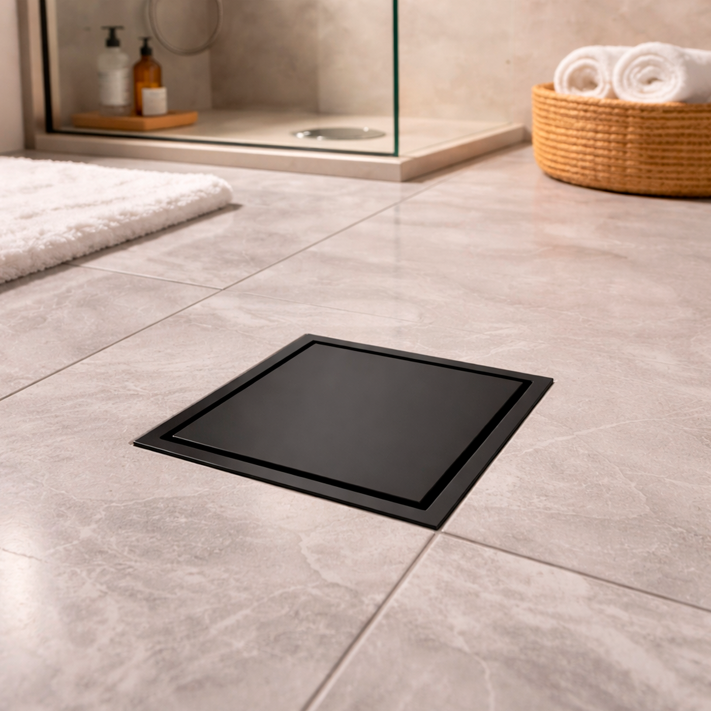 Rejilla de Piso Cuadrada 60*10cm Negro Mate Invisible