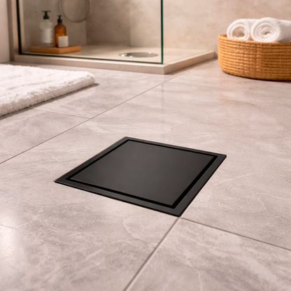 Rejilla de Piso Cuadrada 60*10cm Negro Mate Invisible