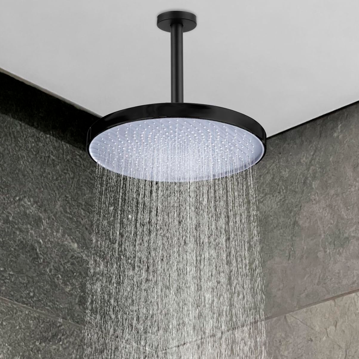 Tubo de Ducha a Techo 25cm Negro Mate