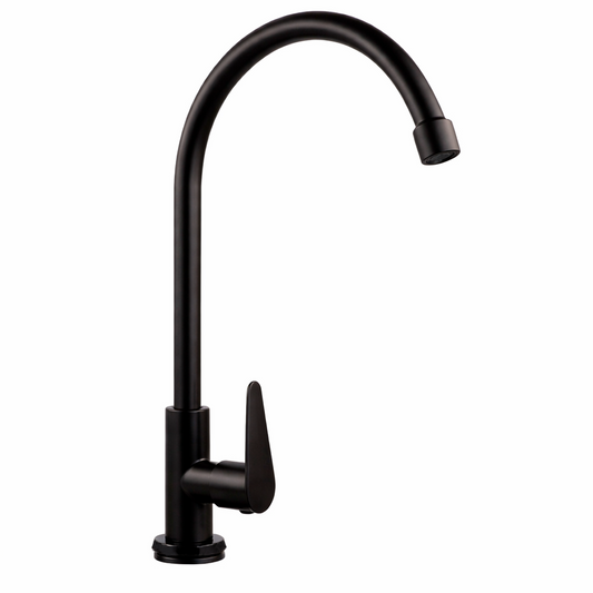 Griferia Lavaplatos Agua Fria Negro Mate Cuello Curvo