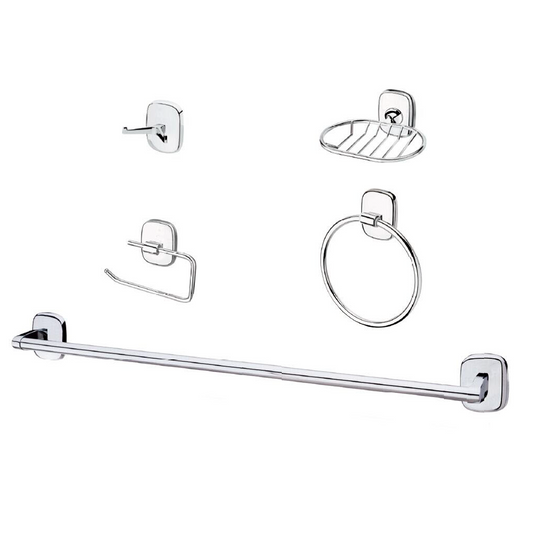 Juego de Accesorios para Baño x5 Piezas ABS Plateado Oregon-B