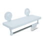 Repisa + Toallero con Ganchos para Baño Blanco con Ventosa