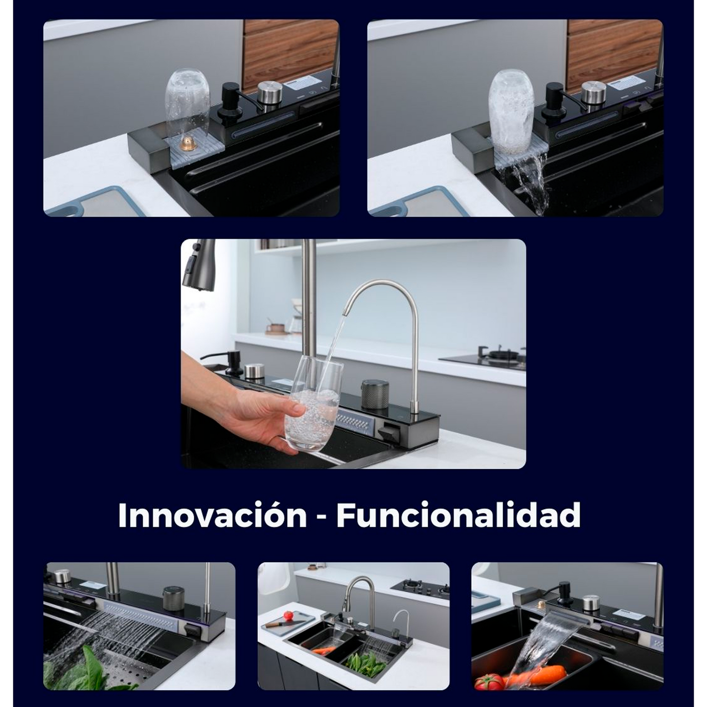 Lavaplatos en Acero Multifuncional 75*46*22cm Negro+Accesorios