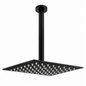 Regadera Ducha Cuadrada 30cm +Tubo a Techo 25cm Negro Mate