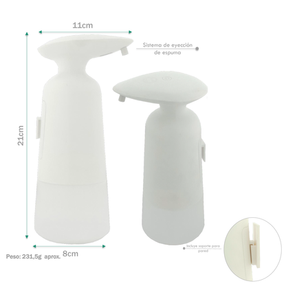 Dispensador de Jabon Pared Eyeccion Espuma Blanco