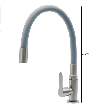 Griferia Agua Fria Lavaplatos Flexible Gris