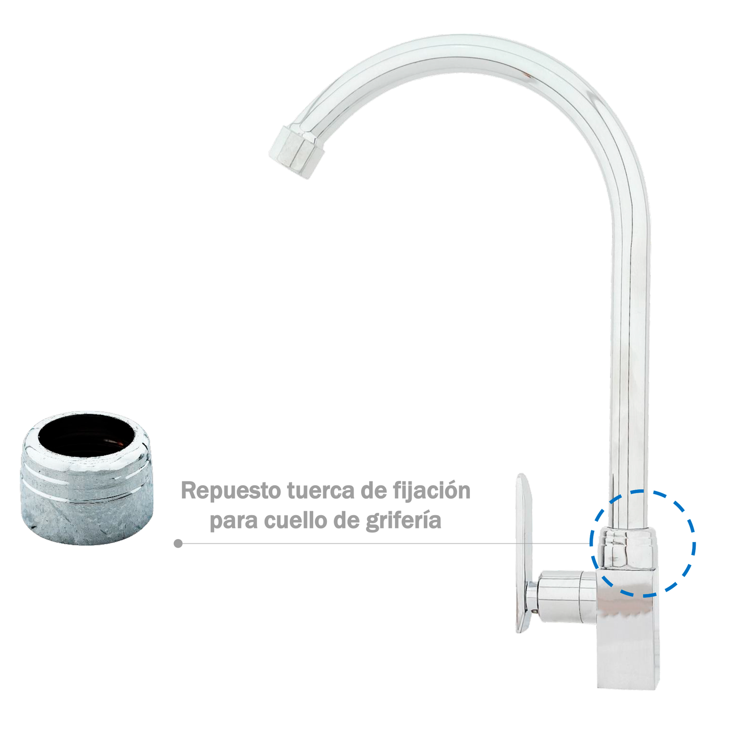Repuesto Tuerca de Fijacion Para Cuello de Griferia Ag.Fria