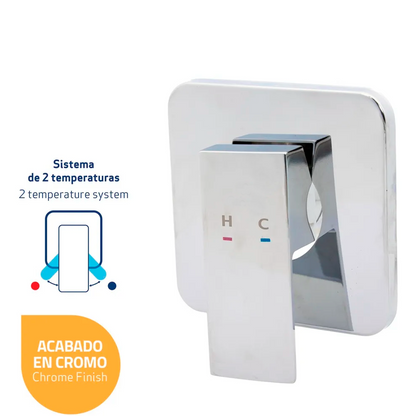 Mezclador Ducha Monocontrol Cuadrado Plateado Cromado