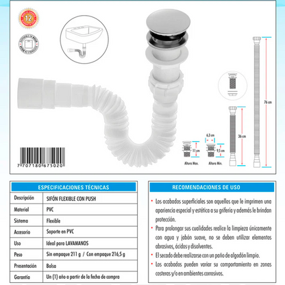 Kit Lavamanos Cuadrado+grifo Agua Fria Plateada Satin+push