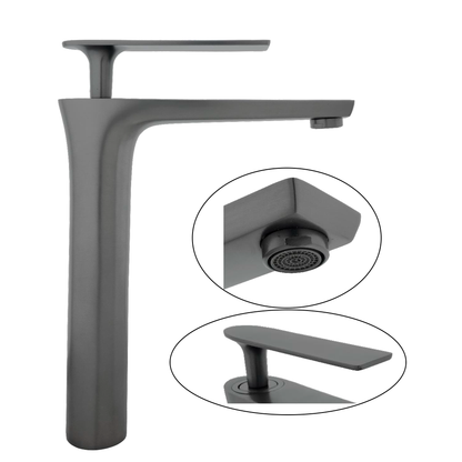 Griferia Monocontrol Lavamanos Alta Gris Korea Gray