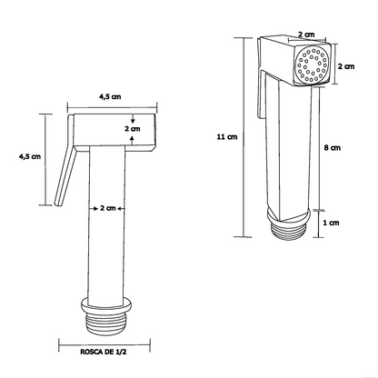 Ducha Bidet en Bronce Plateada Cromada Cuadrada