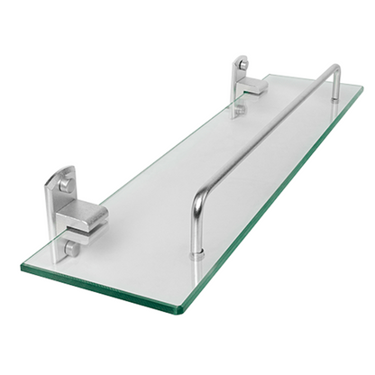 Repisa para Baño en Vidrio Base en Aluminio Gris