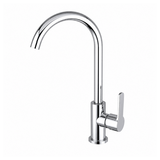 Griferia Monocontrol Lavaplatos Plateado Cuello Curvo