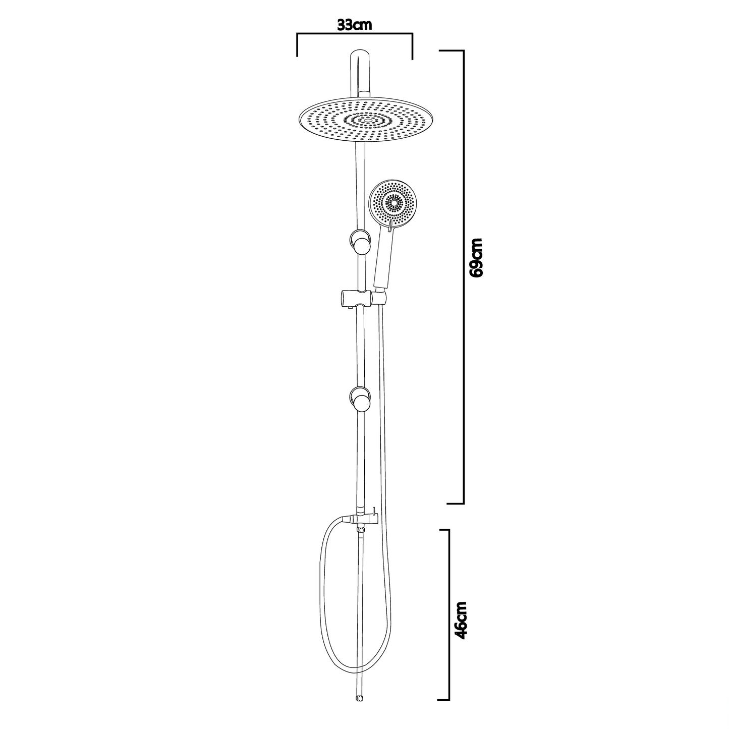 Columna de Ducha Simple Plateada Cromada Sin Griferia